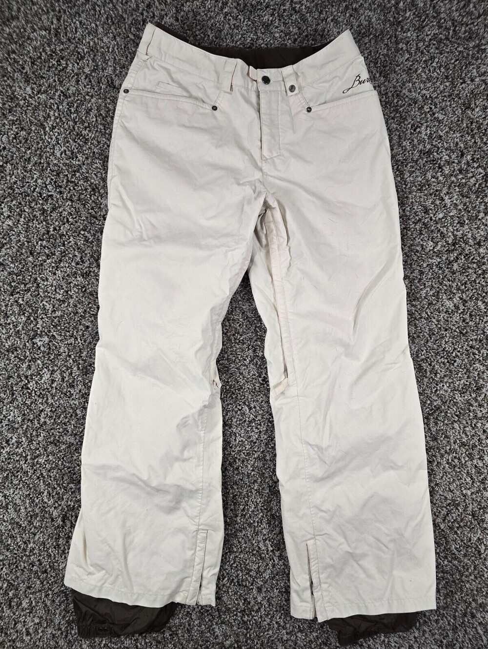 Burton Chinach L5 snowboard pants Womens Sz M Cream Black